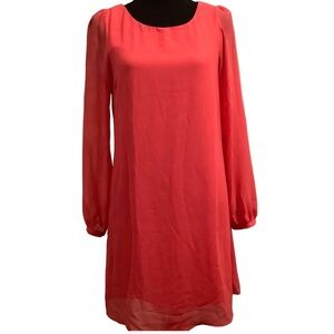 Atmosphere Vibrant Reddish Pink Long Sleeve Dress.